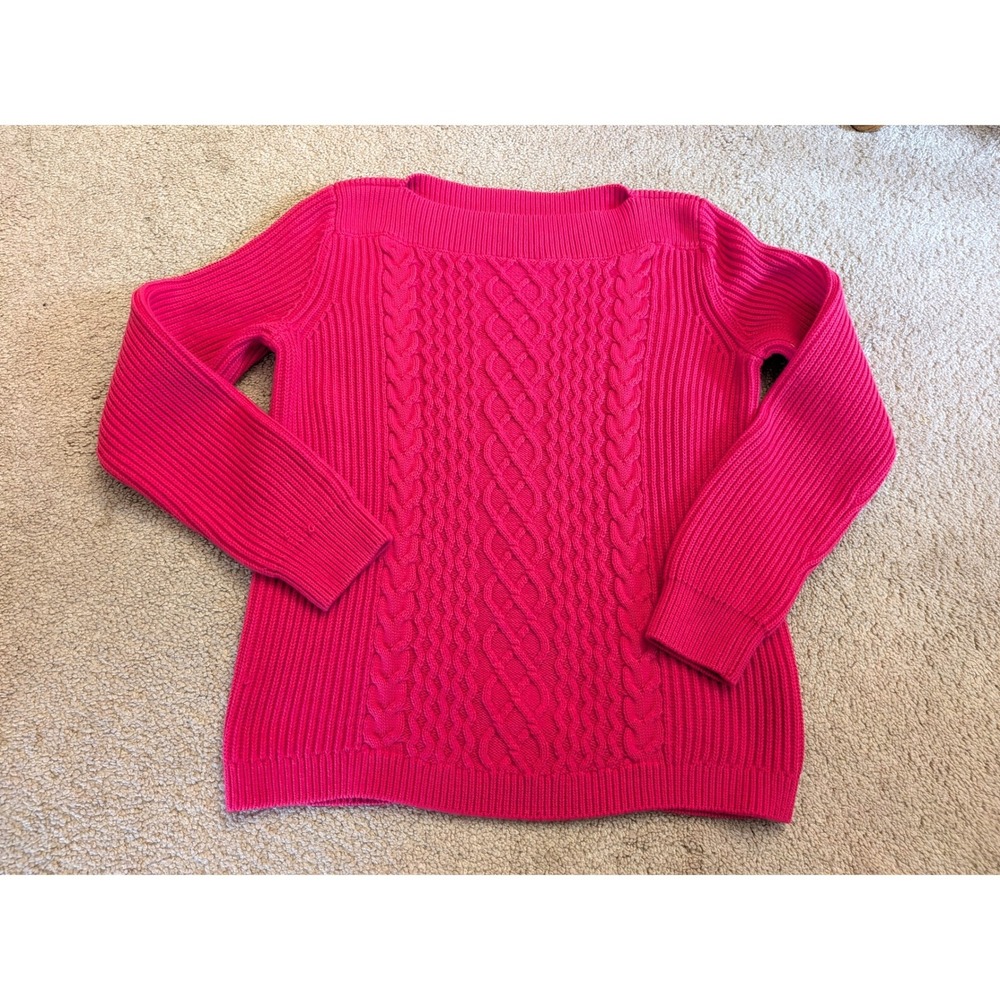 Tommy Hilfiger Pink Cable Knit Boat Neck Sweater J42S0623